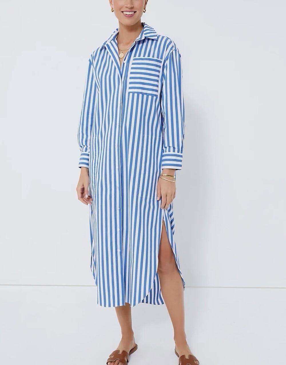 Pomander Place Tuckernuck Blue Stripe Constance Maxi Shirt Dress size XXXL 3XL